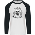 Fook Off My Life Rules Skull Finger Flip Mens L/S Baseball T-Shirt White/Black