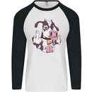 Funny Offensive Rude Cow Finger Flip Mens L/S Baseball T-Shirt White/Black