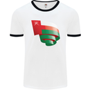 Curled Oman Flag Omani Day Football Mens Ringer T-Shirt White/Black