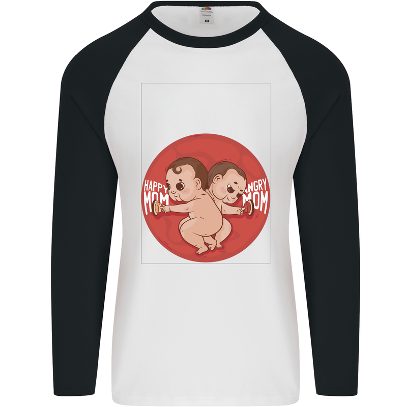 Angry Mom New Baby Pregnancy Pregnant Mens L/S Baseball T-Shirt White/Black