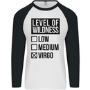 Levels of Wildness Virgo Mens L/S Baseball T-Shirt White/Black