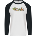 Vegan Vegetables Mens L/S Baseball T-Shirt White/Black