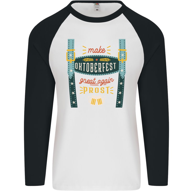 Make Oktoberfest Great Again Funny Beer Mens L/S Baseball T-Shirt White/Black