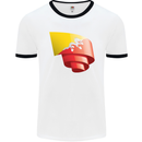 Curled Bhutan Flag Bhutanese Day Football Mens Ringer T-Shirt White/Black