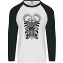 Savage Two Punk Skulls Biker Motorbike Mens L/S Baseball T-Shirt White/Black