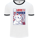 Cat Love Sucks Anti Valentines Singles Day Mens Ringer T-Shirt White/Black
