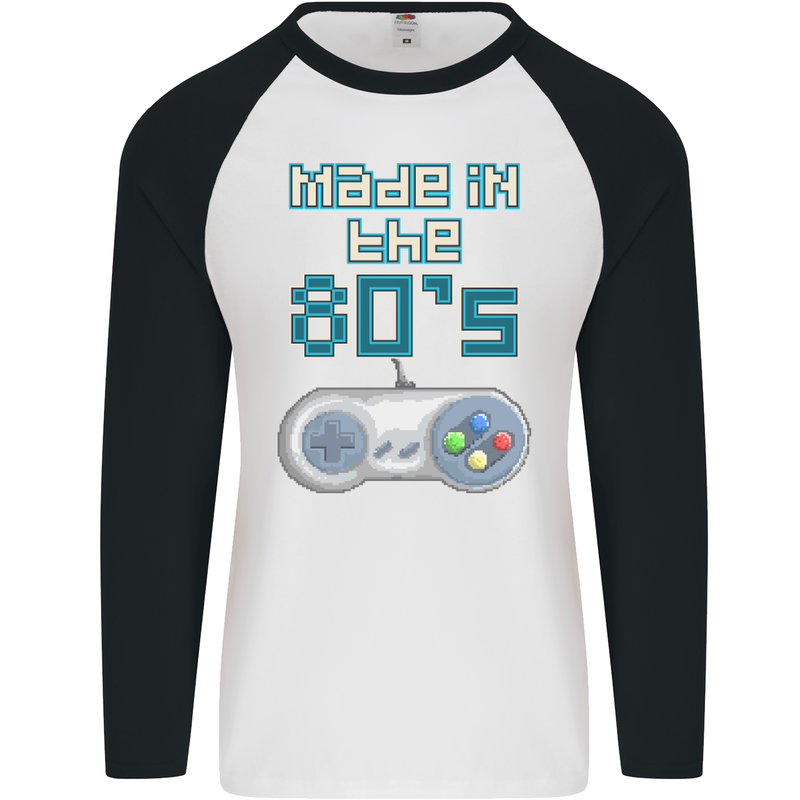 Made in the 80's Funny Birthday Retro Mens L/S Baseball T-Shirt White/Black