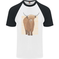 A Chilled Highland Cow Mens S/S Baseball T-Shirt White/Black