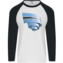 Curled Botswana Flag Batswana Day Football Mens L/S Baseball T-Shirt White/Black