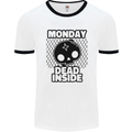 Monday Dead Inside Skull Work Mens Ringer T-Shirt White/Black