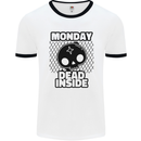 Monday Dead Inside Skull Work Mens Ringer T-Shirt White/Black