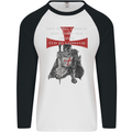 Knights Templar Prayer St. George's Day Mens L/S Baseball T-Shirt White/Black