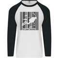 Scuba Barcode Diving Diver Dive Funny Mens L/S Baseball T-Shirt White/Black