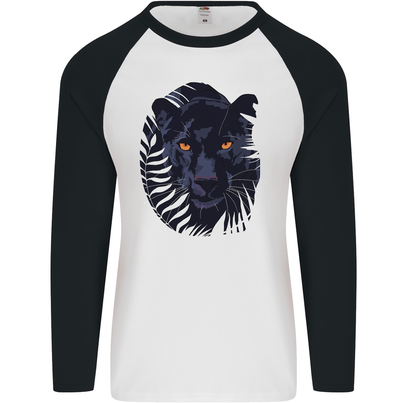 A Black Panther Mens L/S Baseball T-Shirt White/Black