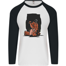 A Zombie Teddy Bear Halloween Mens L/S Baseball T-Shirt White/Black