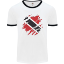 Torn Trinidad and Tobago Day Football Mens Ringer T-Shirt White/Black