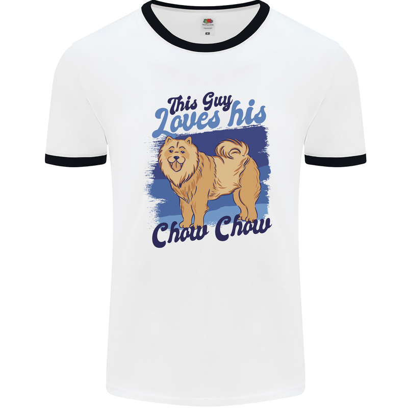 This Guy Loves His Chow Chow Dog Mens Ringer T-Shirt White/Black