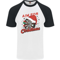 Darts Aim for Christmas Funny Xmas Mens S/S Baseball T-Shirt White/Black