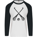 Hurling Bats and Ball Mens L/S Baseball T-Shirt White/Black
