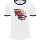 Curled Swaziland Flag Swazi Day Football Mens Ringer T-Shirt White/Black