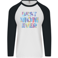 Best Mom Ever Tie Died Effect Mother's Day Mens L/S Baseball T-Shirt White/Black