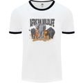 African Wildlife Elephant Lion Rhino Safari Mens Ringer T-Shirt White/Black