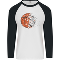 Abstract Basketball Mens L/S Baseball T-Shirt White/Black