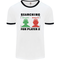 Player Two Wanted Funny Singles Day Gamer Mens Ringer T-Shirt White/Black