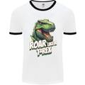 Roar Like a T-Rex Dinosaur Mens Ringer T-Shirt White/Black