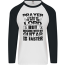 Funny Guitar Slogan Mens L/S Baseball T-Shirt White/Black