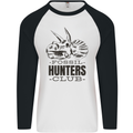 Fossil Hunters Club Paleontology Dinosaurs Mens L/S Baseball T-Shirt White/Black