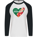 I Love Xmas Santa Claus Christmas Mens L/S Baseball T-Shirt White/Black