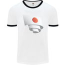 Curled Japan Flag Japanese Day Football Mens Ringer T-Shirt White/Black