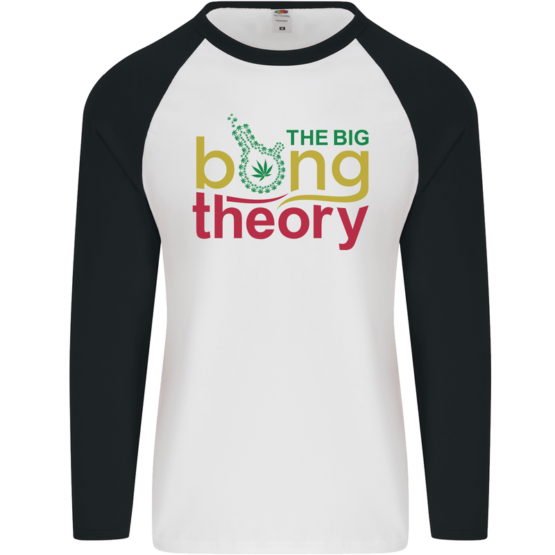 The Big Bong Theory Funny Weed Cannabis Mens L/S Baseball T-Shirt White/Black