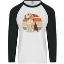 Dogs Beagle With a Retro Sunset Background Mens L/S Baseball T-Shirt White/Black