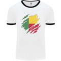 Torn Benin Flag Beninese Day Football Mens Ringer T-Shirt White/Black