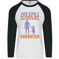 Dad With a Daughter Funny Fathers Day Mens L/S Baseball T-Shirt White/Black