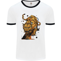 A Steampunk Lion Mens Ringer T-Shirt White/Black