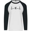 Ballet Dancer ECG Dancing Ballerina Pulse Mens L/S Baseball T-Shirt White/Black