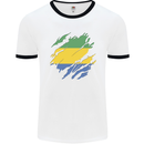 Torn Gabon Flag Gabonese Day Football Mens Ringer T-Shirt White/Black