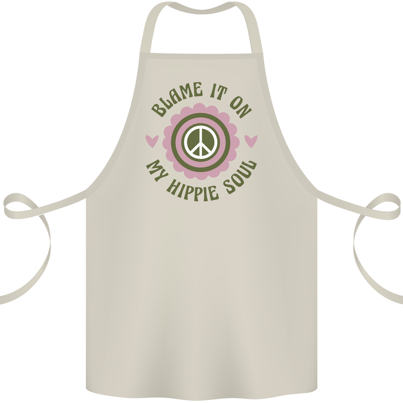Blame It on My Hippy Soul 60s 70s Flower Power Cotton Apron 100% Organic Natural