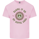 Blame It on My Hippy Soul 60s 70s Flower Power Kids T-Shirt Childrens Light Pink