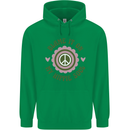 Blame It on My Hippy Soul 60s 70s Flower Power Mens 80% Cotton Hoodie Irish Green