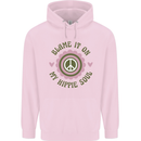 Blame It on My Hippy Soul 60s 70s Flower Power Mens 80% Cotton Hoodie Light Pink