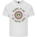 Blame It on My Hippy Soul 60s 70s Flower Power Mens Cotton T-Shirt Tee Top White