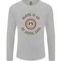 Blame It on My Hippy Soul 60s 70s Flower Power Mens Long Sleeve T-Shirt Sports Grey
