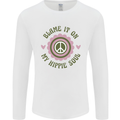 Blame It on My Hippy Soul 60s 70s Flower Power Mens Long Sleeve T-Shirt White