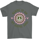 Blame It on My Hippy Soul 60s 70s Flower Power Mens T-Shirt 100% Cotton Charcoal