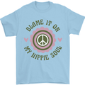 Blame It on My Hippy Soul 60s 70s Flower Power Mens T-Shirt 100% Cotton Light Blue