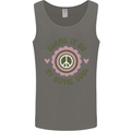 Blame It on My Hippy Soul 60s 70s Flower Power Mens Vest Tank Top Charcoal
